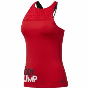 Biustonosze Damskie Reebok LES MILLS BODYPUMP LONG Czerwone PL 91KHPON